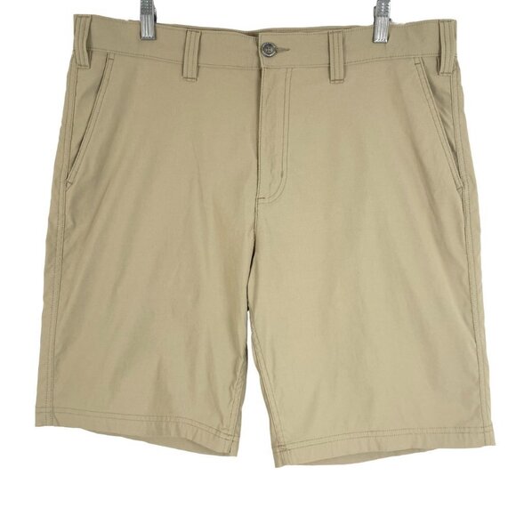Eddie Bauer Travex Shorts Men's Size 38 Tan Outdoor Hiking Nylon Spandex - Picture 1 of 8